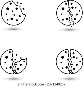 Browser Cookie Icon Set.  Cookie icon isolated on white background.  Vector illustration.