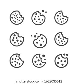 Browser Cookie Icons set. Cookies icon vector isolated on white background, logo concept sign, filled black symbol