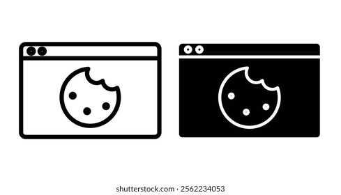 Browser cookies Icons pack in outlined and flat versions