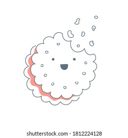 Browser-Cookies oder Tracking-Cookies-Konzept. Cute Cartoon, Vektorkeks oder Kuchen auf weißem Hintergrund. Symbol für die flache Linie