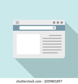 Browser dialog icon flat vector. Web screen. Website tab
