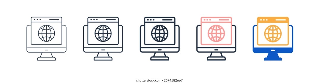 Browser verschiedene Stil-Symbole setzen Vektorgrafik.