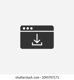Browser download icon,technology illustration,vector arrow down sign symbol