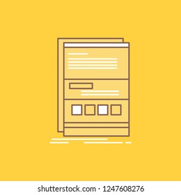 Browser, dynamic, internet, page, responsive Flat Line Filled Icon. Beautiful Logo button over yellow background for UI and UX, website or mobile application