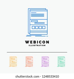 Browser, dynamic, internet, page, responsive 5 Color Line Web Icon Template isolated on white. Vector illustration