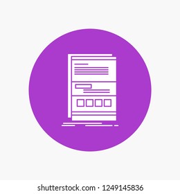 Browser, dynamic, internet, page, responsive White Glyph Icon in Circle. Vector Button illustration