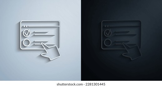 Browser education quiz regular paper icon with shadow effect vector illuistration design