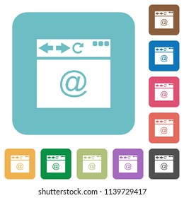 Browser email white flat icons on color rounded square backgrounds