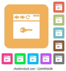 Browser encrypt flat icons on rounded square vivid color backgrounds.