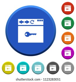 Browser encrypt round color beveled buttons with smooth surfaces and flat white icons