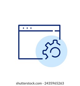 Browser enhancement icon. Web page and cogwheel settings symbol. Pixel perfect, editable stroke icon