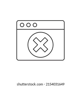 Browser with error sign icon in line style icon, style isolated on white background