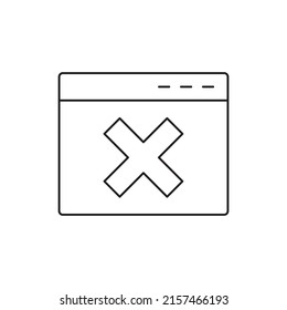 Browser with error sign icon in line style icon, style isolated on white background