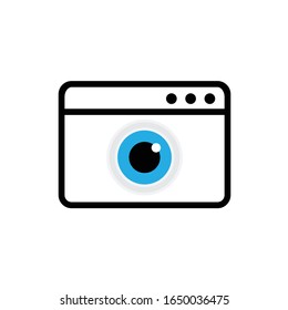 Browser and eye icon, view browser icon black vector 