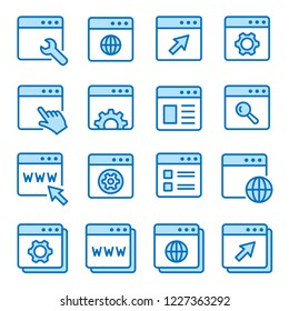 Browser flat line icons. Set of web, internet, search, website and more. Editable Stroke. Change to any size and any colour.
