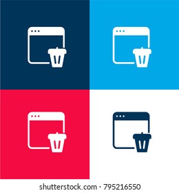 Browser four color material and minimal icon logo set in red and blue