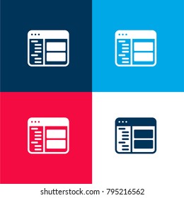 Browser four color material and minimal icon logo set in red and blue