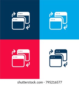 Browser four color material and minimal icon logo set in red and blue
