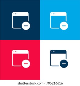 Browser four color material and minimal icon logo set in red and blue