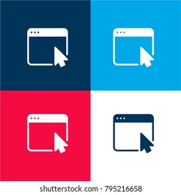 Browser four color material and minimal icon logo set in red and blue
