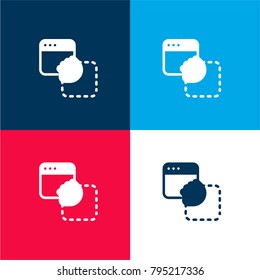 Browser four color material and minimal icon logo set in red and blue