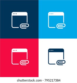 Browser four color material and minimal icon logo set in red and blue