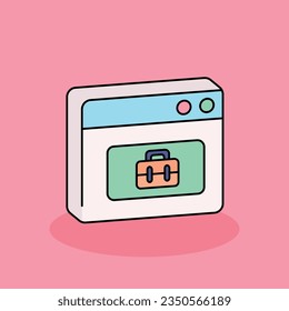 Browser Free vector cartoon icon illustration.working icon concept isolated . flat cartoon style
