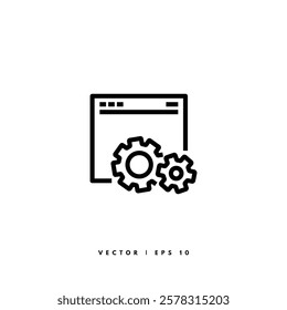 Browser Gear Icon. Editable Stroke