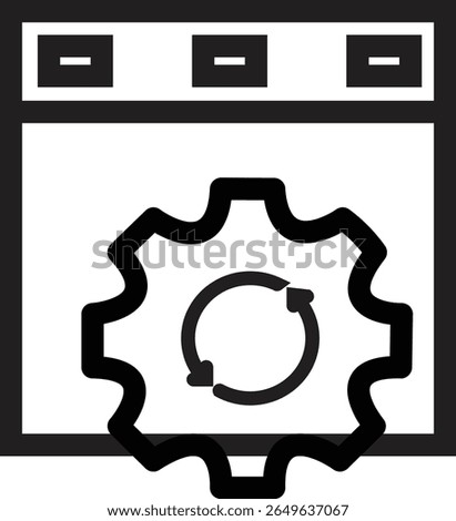 Browser with gear icon representing SEO tool setup, website optimization or analytics integration with transparent background