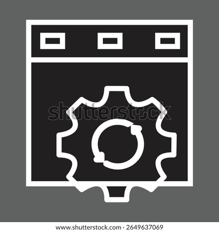 Browser with gear icon representing SEO tool setup, website optimization or analytics integration with transparent background
