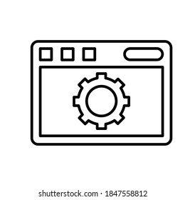 Browser, gear, setting outline icon. Outline vector.