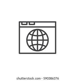 Browser and globe line icon, outline vector sign, linear style pictogram isolated on white. Internet symbol, logo illustration. Editable stroke. Pixel perfect