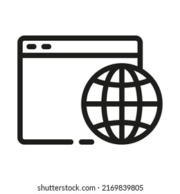 Browser and globe linear icon. Internet and Network collection vector illustration