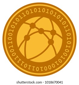 Browser golden digital coin icon. Vector style is a gold yellow flat coin cryptocurrency symbol.