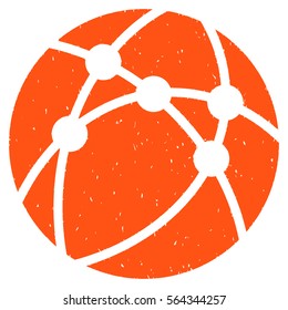 Browser grainy textured icon for overlay watermark stamps. Flat symbol with dust texture. Dotted vector orange ink rubber seal stamp with grunge design on a white background.