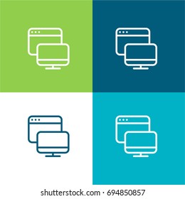 Browser green and blue material color minimal icon or logo design