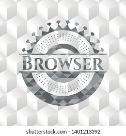Browser grey badge with geometric cube white background