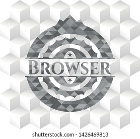 Browser grey badge with geometric cube white background
