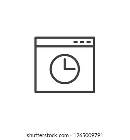 Browser history window outline icon. linear style sign for mobile concept and web design. Browser window with clock simple line vector icon. Symbol, logo illustration. Pixel perfect vector graphics