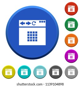 Browser homescreen round color beveled buttons with smooth surfaces and flat white icons