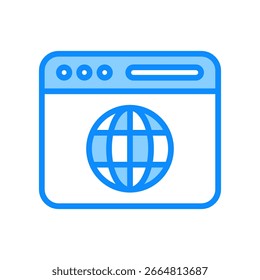 Vektorgrafik mit blauem Browsersymbol