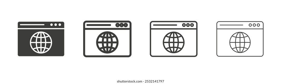 Browser icon in fill and three stroke sizes