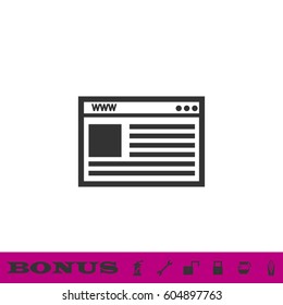 Browser icon flat. Black pictogram on white background. Vector illustration symbol and bonus button