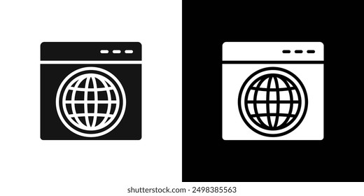 Conjunto de símbolos de línea plana de icono de navegador.