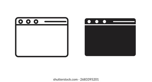 Browser icon flat and stroke style pack on white background. Vector illustrations