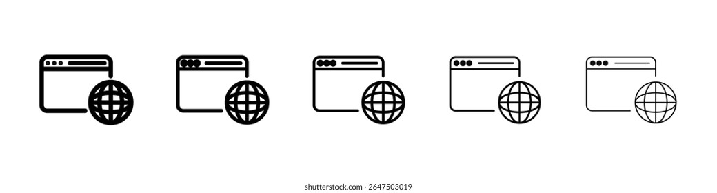Ícone de navegador gráfico definido. estilo de linha de traçado moderno