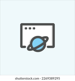  icono del navegador, ícono de contorno aislado de color internet en fondo azul claro, perfecto para sitio web, blog, logo, diseño gráfico, medios sociales, UI, aplicación móvil