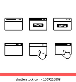 Browser icon isolated on white background, internet vector for web or mobile