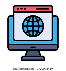 Browser Icon Lineal Color Design Vector Illustration