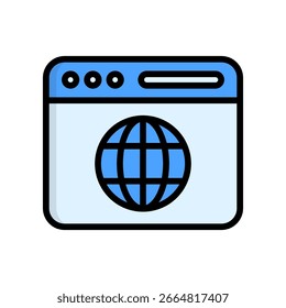 Browser Icon Lineal Color Vector Illustration